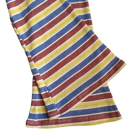 Zara Rib Texture Striped Pull On bell leg Pants Size Small - Picture 9 of 13